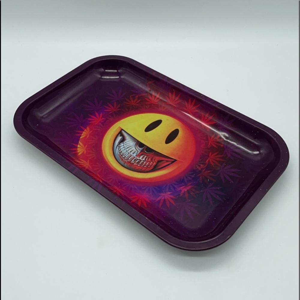 Ron English Smiley Face Grin Aluminum Rolling Tray